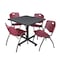 Kobe Kobe Square Table & Chair Set, Wood, Metal, Plastic Top, Grey TKB4242GY47BY - alternate 1